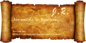 Jeremiás Regina névjegykártya